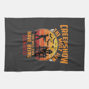 Creepshow Halloween Zombie Haunted House Sunset Ba Tea Towel
