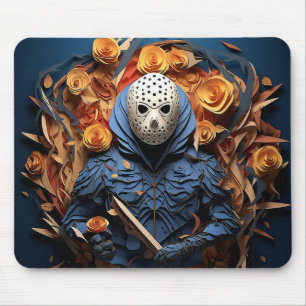 Creepy 3D Man in Mask Mouse Pad