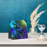 Creepy Alien Head with Glowing Blue Eyes