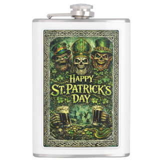 Creepy and Dark St.Patrick's Day design Hip Flask
