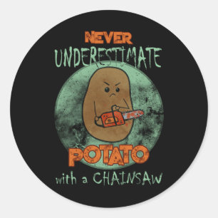 Creepy Angry Potato Chainsaw Horror Movie Lovers H Classic Round Sticker