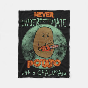 Creepy Angry Potato Chainsaw Horror Movie Lovers H Fleece Blanket