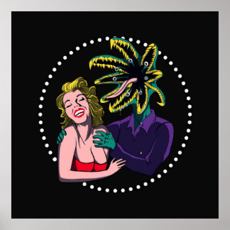 Creepy Anime Parasite monster and girl design  Poster