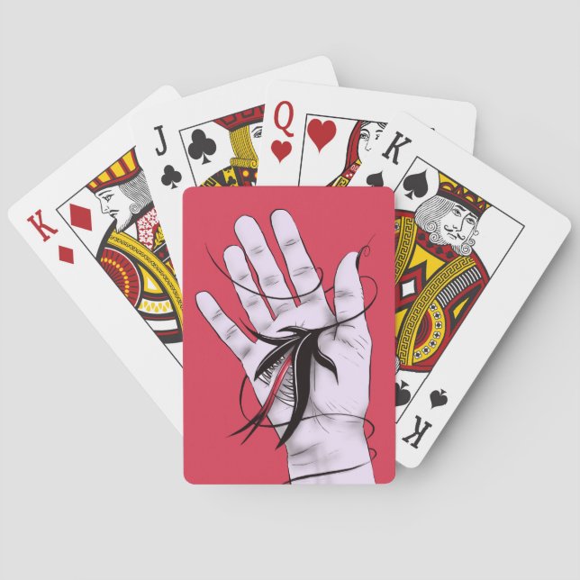 Creepy Art Weird Gothic Hand Biting Flower Monster Playing Cards (Back)