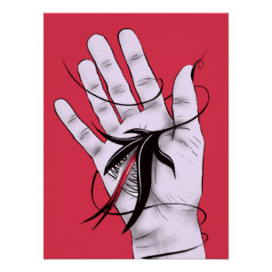 Creepy Art Weird Gothic Hand Biting Flower Monster Poster
