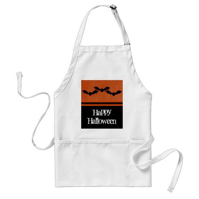 Creepy Bats Halloween Apron, Orange Standard Apron (Front)