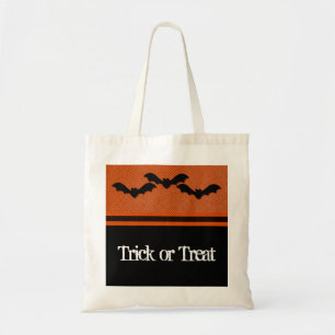 Creepy Bats Halloween Bag, Orange Tote Bag
