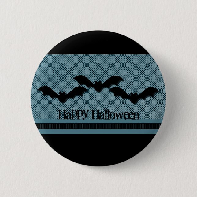 Creepy Bats Halloween Button, Dark Blue 6 Cm Round Badge (Front)