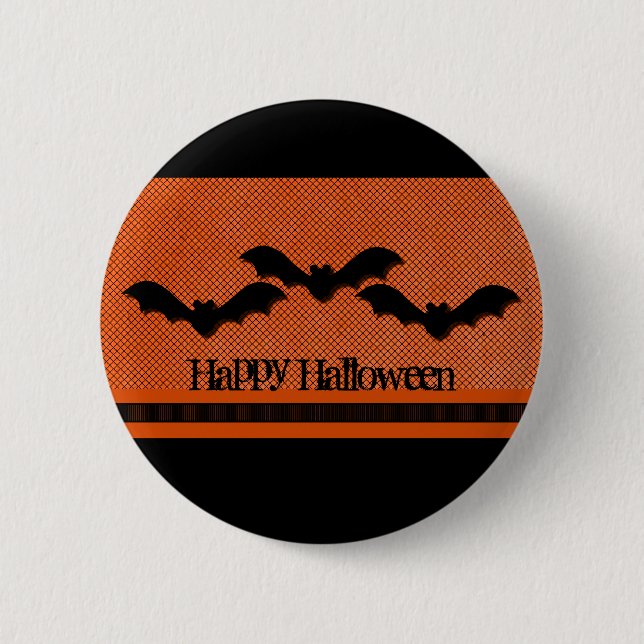 Creepy Bats Halloween Button, Orange 6 Cm Round Badge (Front)