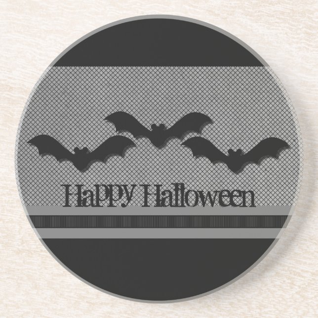 Creepy Bats Halloween Coaster, Light Grey Coaster (Front)