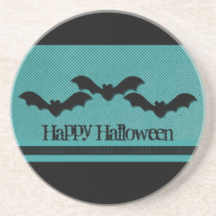 Creepy Bats Halloween Coaster, Teal Coaster