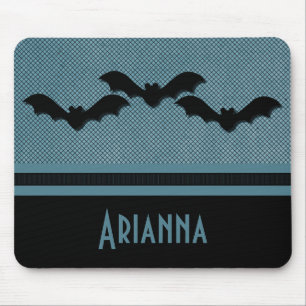 Creepy Bats Halloween Mousepad, Dark Blue Mouse Pad