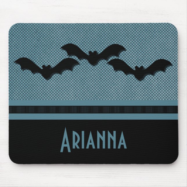 Creepy Bats Halloween Mousepad, Dark Blue Mouse Pad (Front)