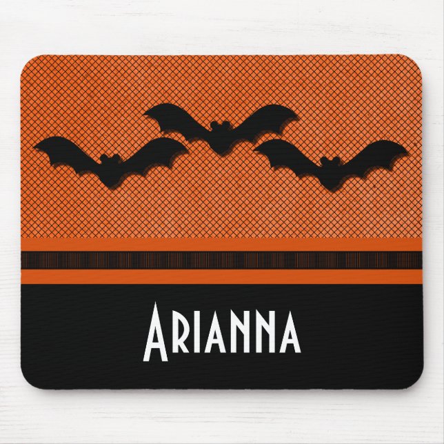 Creepy Bats Halloween Mousepad, Orange Mouse Pad (Front)