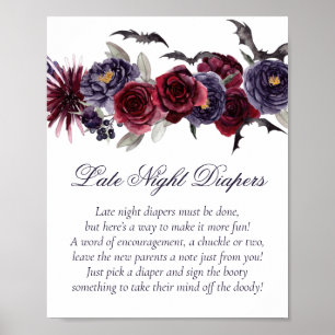 Creepy Beautiful   Dark Floral Late Night Diapers Poster