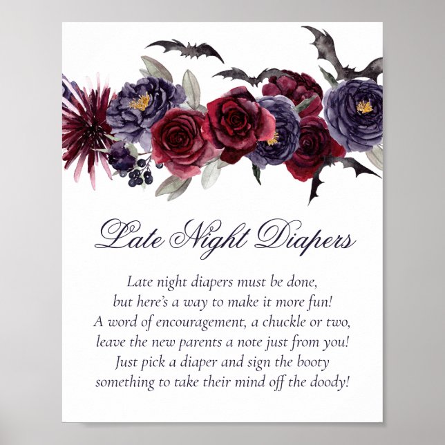 Creepy Beautiful | Dark Floral Late Night Diapers Poster (Front)