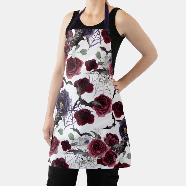 Creepy Beautiful | Dark Gothic Roses with Bats Apron (Insitu)