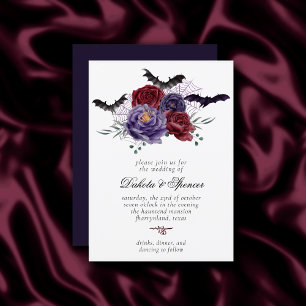 Creepy Beautiful   Dark Gothic Roses with Bats Invitation