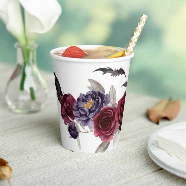 Creepy Beautiful | Dark Gothic Roses with Bats Paper Cups (Insitu)
