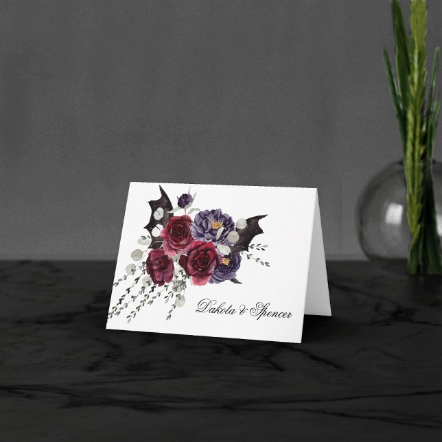 Creepy Beautiful | Dark Gothic Roses with Bats Thank You Card (Creator Uploaded)