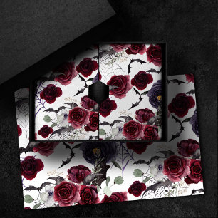 Creepy Beautiful   Dark Gothic Roses with Bats Tissue Paper