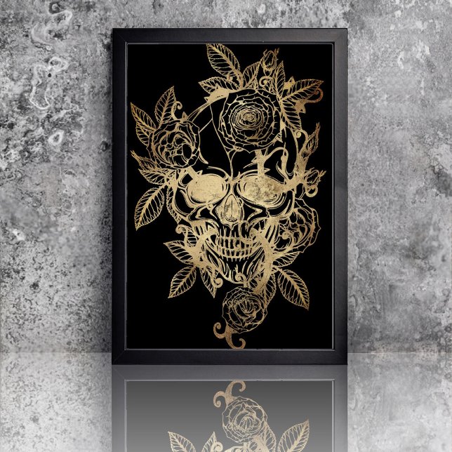 Creepy Beautiful | Gold Grunge Skull with Rose Tissue Paper (Creator Uploaded)