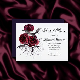 Creepy Beautiful   Gothic Floral Bat Bridal Shower Invitation