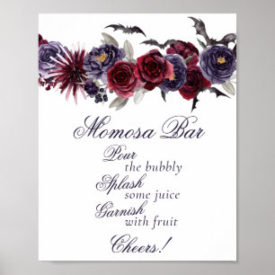 Creepy Beautiful   Gothic Floral Bats Momosa Bar Poster