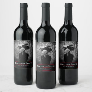 Creepy Bird Skull Halloween  Wine Label