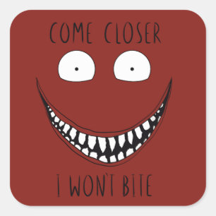Creepy Black and White Face with Scary Text Square Sticker
