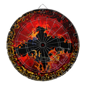 Creepy Black Bat Flames Dartboard