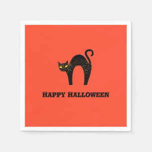 Creepy Black Cat Halloween Napkin