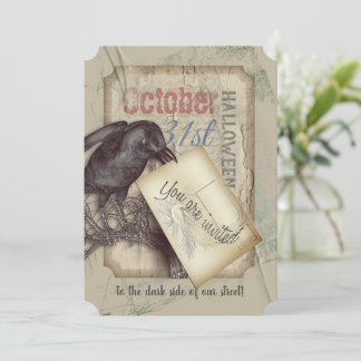 Creepy Black Crow Halloween Event Invitation