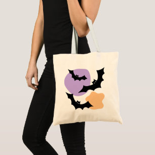 Creepy Black Flying Bats Halloween Night Shopping Tote Bag