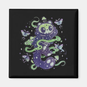 Creepy Black Halloween Cat Magnet