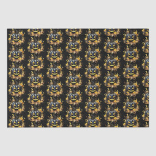 Creepy Black Jack-O' Lantern Pattern Halloween Tissue Paper
