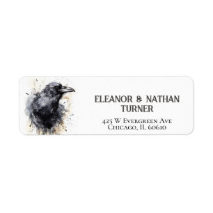 Creepy Black Raven Halloween Return Address Label