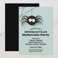 Creepy Black Spider Halloween Party Invitations