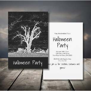 Creepy Black White Gothic Halloween Party  Invitation