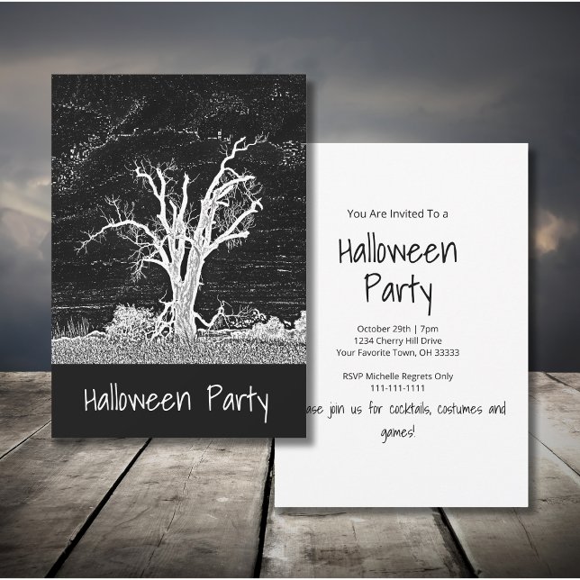 Creepy Black White Gothic Halloween Party  Invitation (Creator Uploaded)