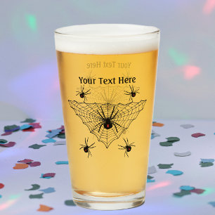 Creepy Black Widow Spiders Red Marking in Web Glass