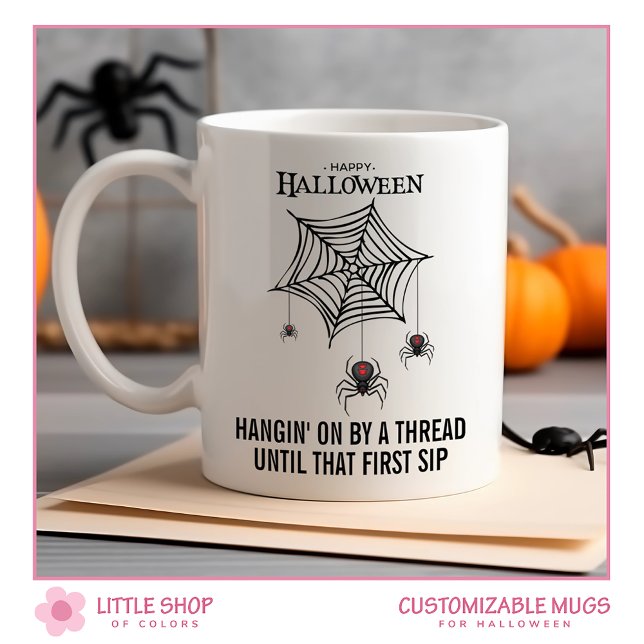 Creepy Black Widow Spiders with Web Halloween Coffee Mug (Creator Uploaded)