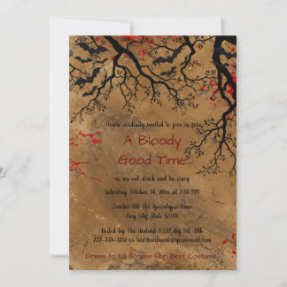 Creepy Blood Splatter Halloween Party Invitation