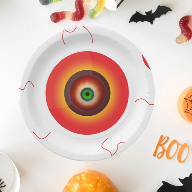 Creepy Bloodshot Eyeball Halloween Paper Plate (Creator Uploaded)