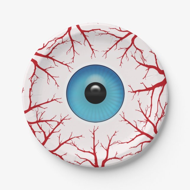 Creepy Bloodshot Eyeball Paper Plate (Front)
