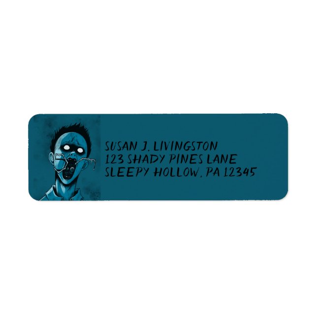 Creepy Blue Boy Zombie Return Address Label (Front)