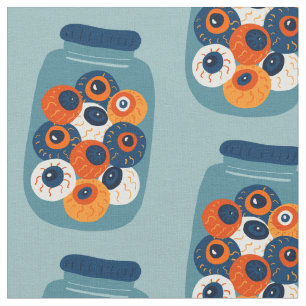 creepy blue halloween witch eyes eyeball jar fabric