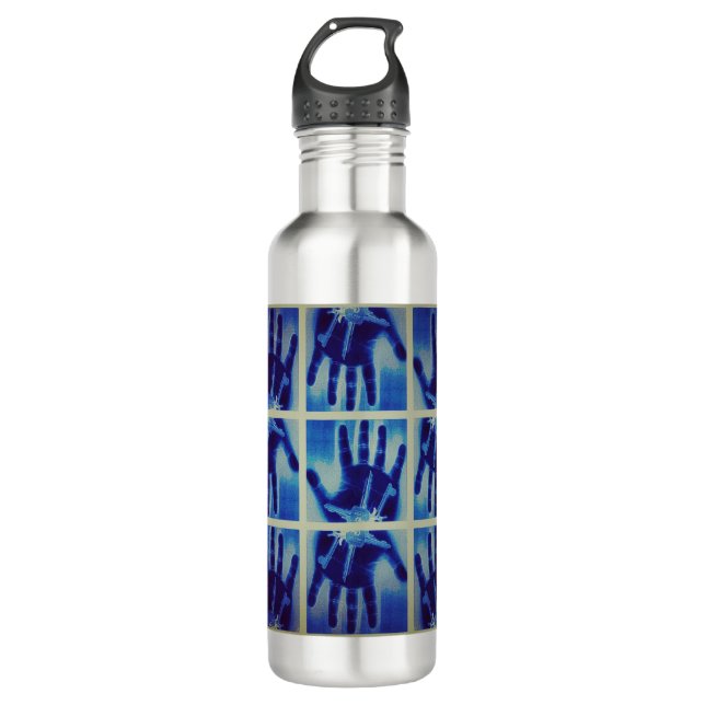 creepy blue hand 710 ml water bottle (Front)