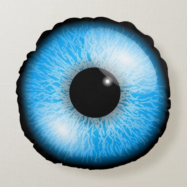 Creepy Blue Realistic Eyeball Round Cushion (Front)