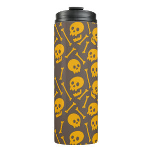 Creepy Bony Skulls and Bones Thermal Tumbler